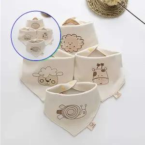 쌍문상회 이유식턱받이 부드러운 4종세트 오가닉 순면 아동 스카프빕