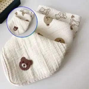 쌍문상회 유아턱받이 부드러운 스카프빕 3종세트 오가닉 자수베어