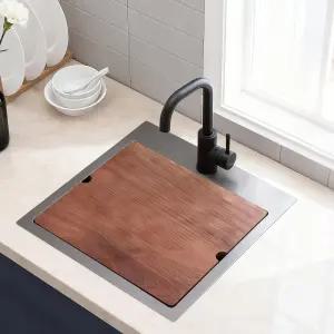 UFaucet 건메탈 블랙 18x18 드롭 인 바 싱크 스테인리스 스틸 워크스테이션 탑마운트 키친 프렙 RV 도마