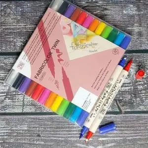 트윈펜 페브릭마카 12종 세트 형광 파스텔 원단 마커 펜 옷그림펜