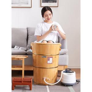 편백 원목 족탕 족탕기 60cm높이 귀통 직경 60cm 스팀 대야 원형 세트