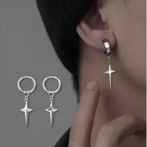 링 드롭 포인트 코디 남성 귀걸이 패션 장식 실버메탈톤 악세사리