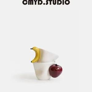세라믹 머그잔 사과 바나나 손잡이 유리컵 선물 머그 생일