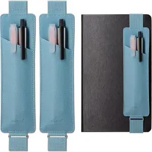 디오드리오 저널 노트북 플래너 바인더 태블릿 커버용 조절 가능한 탄성 밴드 펜 연필 홀더 파우치 2팩