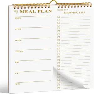 AZUREAL 50매 식사 플래너 8.5x11인치 더블 헬릭스 마그네틱 계획 메모장 및 장보기 목록 찢어진 쇼핑