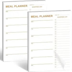 주간 식사 플래너 마그네틱 날짜가 표시되지 않은 찢어진 시트 2팩 계획 메모장 냉장고용 식료품 목록