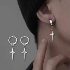 링 드롭 포인트 코디 남성 귀걸이 패션 장식 실버메탈톤 악세사리