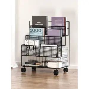 프리미엄 철제 카달로그 잡지꽂이 테이블 진열대 이동식 스탠드 선반 4단 대형 블랙