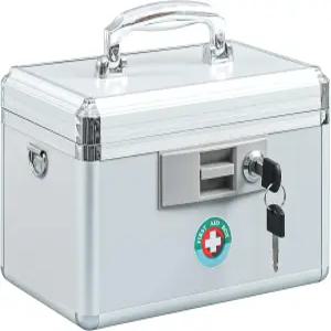 KYOODLE 잠금 키 의약품 상자 장치가 있는 응급 처치 금고 약물 사용용 보관 10.2 x 6.2 7.7 화이트