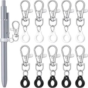 Xthrotsenk 10 PCS 랜야드용 펜 홀더 실리콘 배지 릴용 클립 간호사 액세서리용 랍스터 걸쇠 포함 블랙