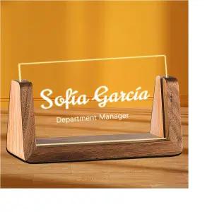 개인 맞춤형 LED 책상 명판 상사 동료 교사 직원 남녀를 위한 독특한 사무실 선물 전문 장식용 나무