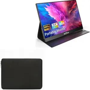 Innoview 휴대용 모니터와 호환되는 박스웨이브 케이스 15.6인치 - 퀵지프 플러시수트 부드러운 내부의