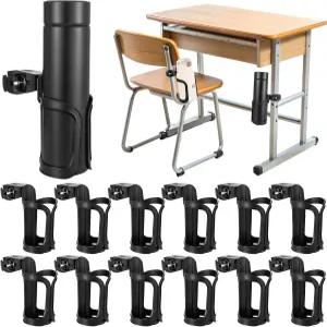 12개 물병 홀더 미끄럼 방지 360 회전식 책상 의자 교실 사무실 포켓 부착물 커피 음료용 학교 선물 컵