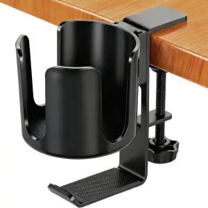헤드셋 후크가 있는 책상 컵 홀더 클램프 테이블 가장자리 또는 의자 팔걸이에 물이 새지 않는 물병 스탠드
