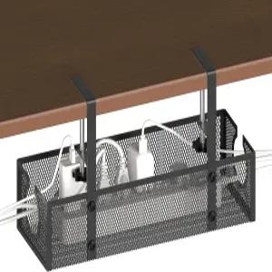 책상 아래 케이블 관리 트레이 - 최대 1.77인치 두께의 노드릴 클램프온 와이어 정리함 내부/외부 반전