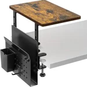 책상 익스텐더 클램프 온 선반 정리함 측면 수납 철골 프레임 및 15인치 목재 데스크탑 용품 랙 장착 홈