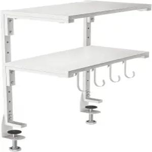 책상 선반의 2단 클램프 목재 보관 위 또는 아래로 13인치 조절 가능 작업 및 게임 액세서리용 헤비 듀티