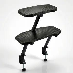 GUEMORVE 클램프 온 이중층 책상 선반 세트 탄소 섬유 질감 표면이 있는 스태킹 가능한 플로팅 18mm 솔리드