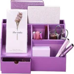 퍼플 사이키델릭 큐브 책상 정리함 사무실 5칸 서랍/책상 깔끔한 캐디/펜 홀더/다기능 여성용 장식