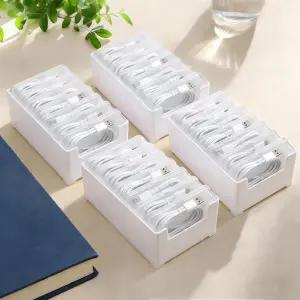 4개의 케이블 정리함 상자와 7개의 투명 스위치 케이스 전원 코드 데스크톱 관리함 충전기 보관 사무실 홈