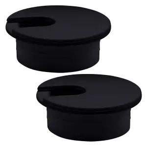 라이트엑스페 2개 블랙 데스크 코드 그로밋 1-3/8인치 사무기기용 플라스틱 케이블 홀 커버 컴퓨터 책상