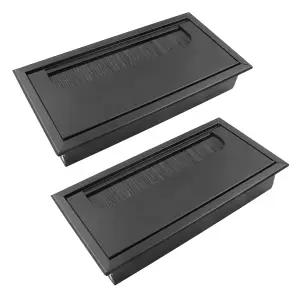 호르디온 2개 직사각형 책상 그로밋 케이블 홀 커버 6.3인치 x 3.15인치 금속 와이어 컴퓨터 브러시 포함