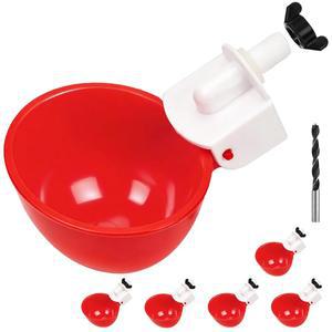 WIXUXSI 자동 치킨 워터러 컵, 대형 급수기 6팩, 워터 오리, 닭, 거위, 튀르키예, 토끼, 새에게 적합한 가금류 설치 드릴 포함