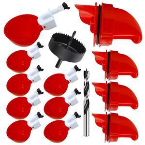 Aopchry 자동 닭고기 공급기 및 급수기 세트, 8팩 치킨 컵 4팩 급수기, 다양한 가금류에 적합한 DIY 대형 장착 구멍 오프너 포함