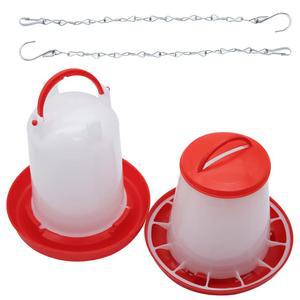 치킨 피더 및 워터러 키트 - 1.5kg 가금류 병아리 1.5L 닭고기 피더, 2pcs u201CS u201D 후크, 플라스틱 걸이식 메추라기 세트가 포함되어 있습니다