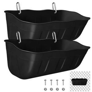 달러수드 치킨 피더 급수기, 염소 사료 걸이, 트로프 3.5 쿼터 2팩, 가금류 가축용 울타리 블랙