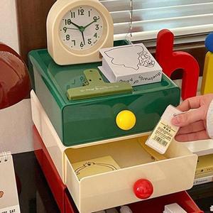 Dop ne 책상 정리함 데스크탑 있는 서랍 방진 문구 쌓을 박스 대용량 보관 보관