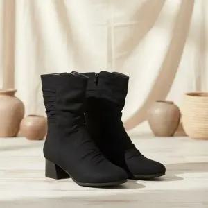 [옷자락]여성용 미니 앵클 부츠 일상용 블록 힐 숏 부츠