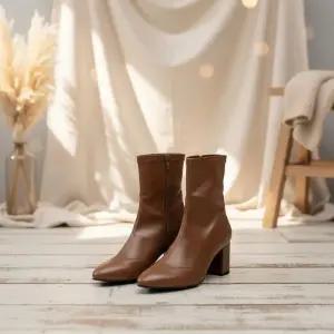 [옷자락]여성 데일리 앵클부츠 스판 미들힐 삭스착용 가능