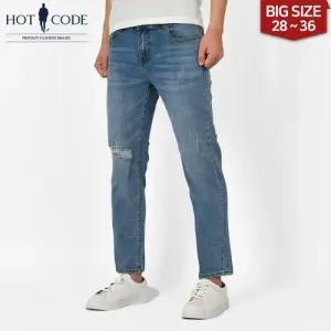 [핫코드]남자 청바지 스판 유니트 데미지 블루 워싱진 HC5022