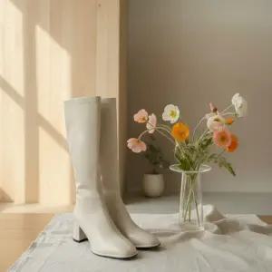 [옷자락]여성 기본 롱 부츠 통굽 미들힐