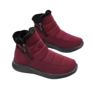 혹한기용슈즈 여성용 혹한기 패딩 방한슈즈-와인 털부츠