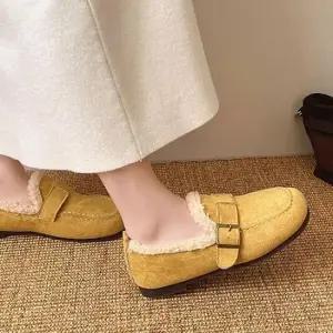 부드러운털신발 여성 겨울 털슬립온 로퍼 단화 방한 캐주얼 신발