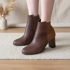 [옷자락]여성 인조가죽 스웨이드 블록힐 앵클 부츠