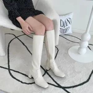 [옷자락]여성 럭셔리 스퀘어토 미들힐 롱부츠