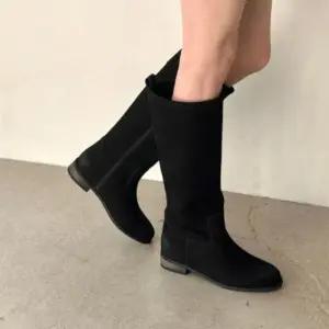 [옷자락]여성 일상 캐주얼 스웨이드 플랫 니하이 롱부츠