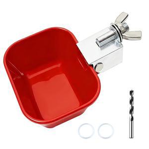 XCL 치킨 워터러 컵, 알루미늄 합금 피더 4 pcs 대형, 티 피팅 가금류 워터, 치킨, 오리, 거위, 튀르키예, 토끼, 새, 마운팅 홀 오프너 포함 (4, 빨간색)