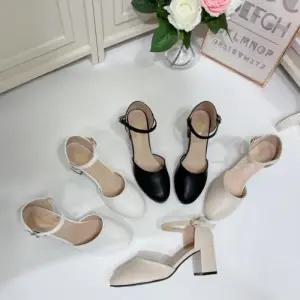 여자 미들굽 통굽 3컬러 하객룩 구두