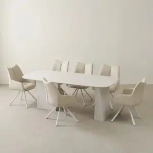 스코나 라벨라 포세린 세라믹 6인 식탁세트(회전 의자 6개)