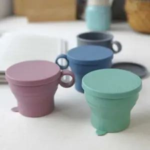 접이식 실리콘 캠핑컵 여행 등산 휴대용 컬러컵 UeJ7+3Bic