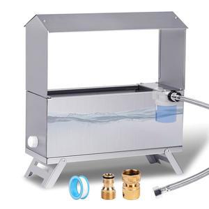 1.5갤런 자동 닭고기 급수기, 다리가 달린 플로트 밸브 제어 호스가 스테인리스 스틸 충전 닭장 가금류 오리용 1/2