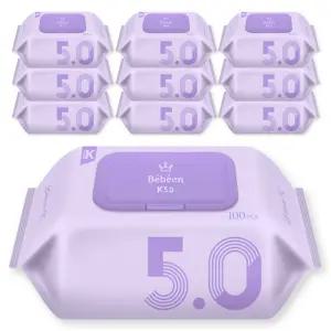 베베앙 K 5.0 저자극 엠보싱 아기물티슈 캡형 100매 10팩 국가대표 물티슈