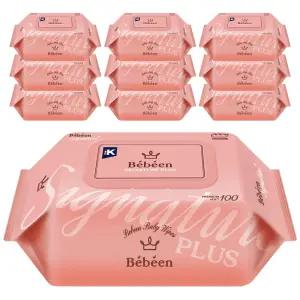 신제품런칭 베베앙 시그니처플러스 엠보싱 아기물티슈 대용량 캡형 100매 10팩