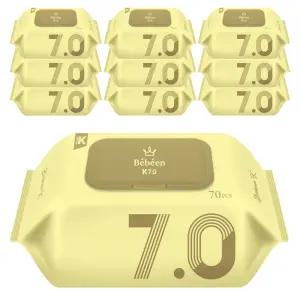 베베앙 K 7.0 저자극 프리미엄 엠보싱 아기물티슈 캡형 70매 10팩 국가대표 물티슈