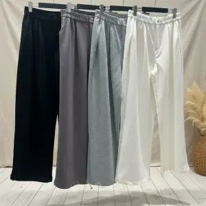 [옷자락]남성 투웨이 스트링 와이드 밴딩팬츠 핀턱커브드