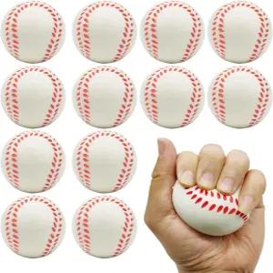 Urspasol 12개 팩 야구공 스트레스 볼 답례품 적합 선물 - 2.5인치 학교 팀 파티 장식 폼 빌딩 불안 손